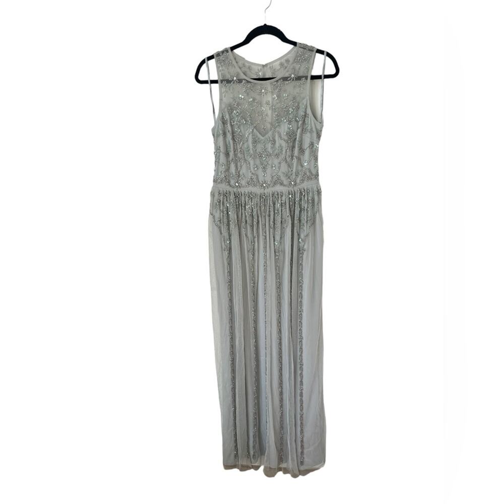 BHLDN Eliza Beaded Dress size blue gray sleeveless‎ - Picture 3 of 10
